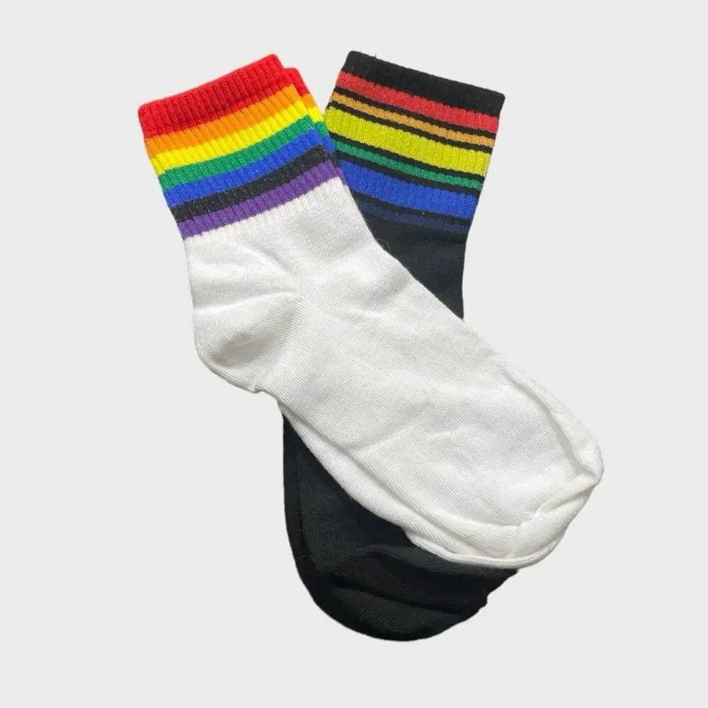 2 pairs Women's Socks Cotton Rainbow Stripes Socks